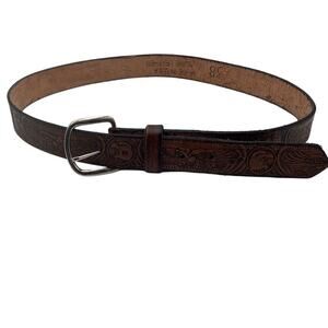Men's Western Eagle Brown Leather Belt‎ Size 38 Buckle Accents